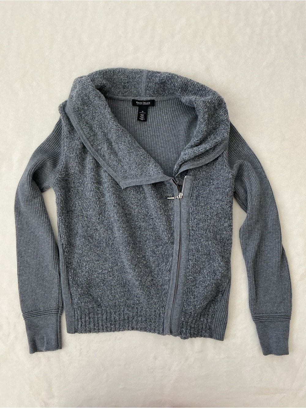 White House Black Market Gray Ribbed Knit Cardigan